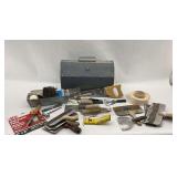 Assorted Plastering and Drywall Tools with Metal Tool Box