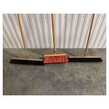 Lot of Three Push Brooms