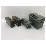 Lot of Military Surplus Ammunition Cans and Plastic Storage Boxes