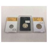 Graded US Coin Collection: Roosevelt Dime & Washington Quarters