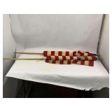 Set of Three Signal Flags with Wooden and Metal Poles