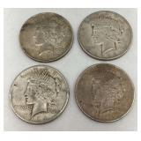 Four Peace Silver Dollars 1923-1924