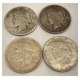 Four Peace Silver Dollars: 1922 & 1924