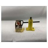 Yellow Hydraulic Bottle Jack with Plumbing Fittings