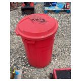Red Plastic Trash Can / Storage Container