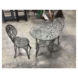 Cast Aluminum Patio Set: Table and Two Chairs