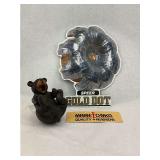 Speer Gold Dot Ammo Sign, Minnetonka Headwear Sign & Bear Figurine