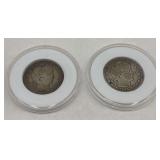 Two Barber Quarter Coins - 1900 & 1915