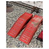 Pair of Red Metal Car Ramps