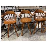 Set of 3 Wood Swivel Bar Stools - 30 Inch Seat Height