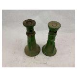 Pair of Green Painted Screw Jacks
