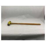 Vintage Yellow Mallet Hammer with Wooden Handle