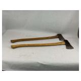 Two Axes with Wooden Handles