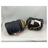 Two Sleeping Bags - Blue with Yellow Zippers