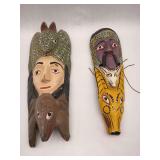 Two Hand Carved and Painted Wood Masks