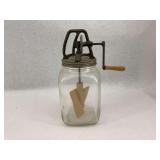 Glass Butter Churn with Wooden Paddle