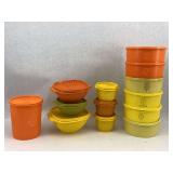 Group of Tupperware Containers - Orange, Yellow, Green