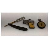 Vintage Durham Demonstrator Razor, Avenger Cap Gun and Stopwatch Lot