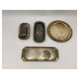 Selection of Silverplated Trays and Butter Dish