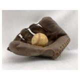 Vintage Baseball Glove and Ball