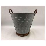 Galvanized Metal Garden Basket with Handles