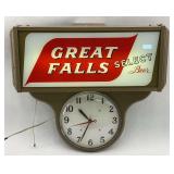 Great Falls Select Beer Lighted Advertising Clock