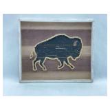 Buffalo String Art on Wood Plank Board