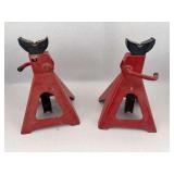 Pair of Red Automotive Jack Stands