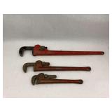 Set of Three Rigid Pipe Wrenches