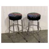 Set of Two Automotive Themed Bar Stools