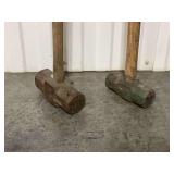 Pair of Sledgehammers with Wooden Handles