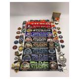 Sturgis Motorcycle Rally Lot Featuring Pins, Poker Chips, and Stickers