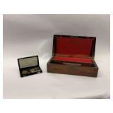Balance Scale with Weights and Wooden Box