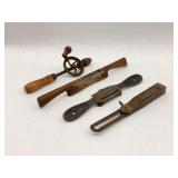 Collection of Woodworking Tools Including Spoke Shave, Drill and More