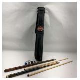 Harley Davidson Pool Cue Set with Case and Accessories