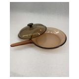 Vision Corning France Amber Glass Skillet Frying Pan with Lid