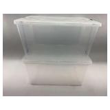 Set of Two Clear Plastic Storage Bins with Lids