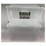 Set of Two Clear Plastic Storage Bins