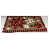 Hand Hooked Accent Rug with Snowflake Design