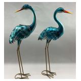 Pair of Metal Heron Sculptures, 36 Inches Tall
