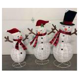 LED Lighted Snowman Family - Set of 3