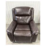 Brown Leather Power Recliner with USB Ports
