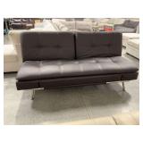 Modern Leather Futon Sofa with Chrome Frame