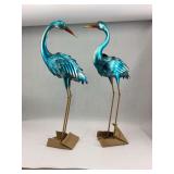 Pair of Metal Heron Garden Sculptures