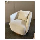 Contemporary Boucle Swivel Barrel Chair