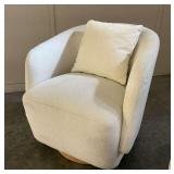 Contemporary Boucle Swivel Barrel Chair