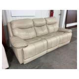Contemporary Beige Leather Power Reclining Sofa