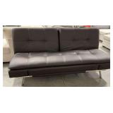Modern Leather Futon Sofa with Chrome Frame