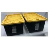 Set of 2 Greenmade 27 Gallon Storage Totes with Yellow Lids