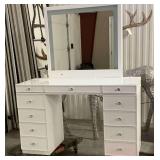 White Vanity Desk with Lighted Mirror